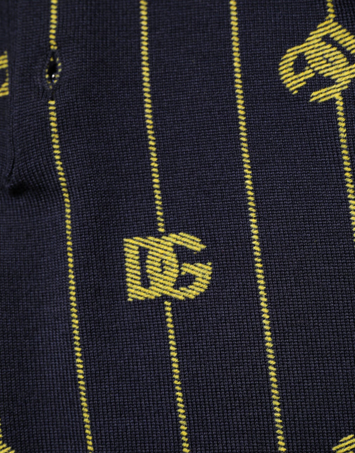 Dolce &amp; Gabbana Black Logo Jacquard Knitted Polo Shirt T-shirt