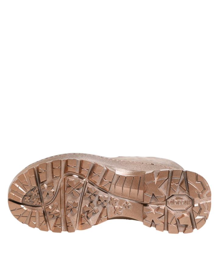 Dolce &amp; Gabbana Rose Gold Rubber Pull On Rain Boots  Shoes
