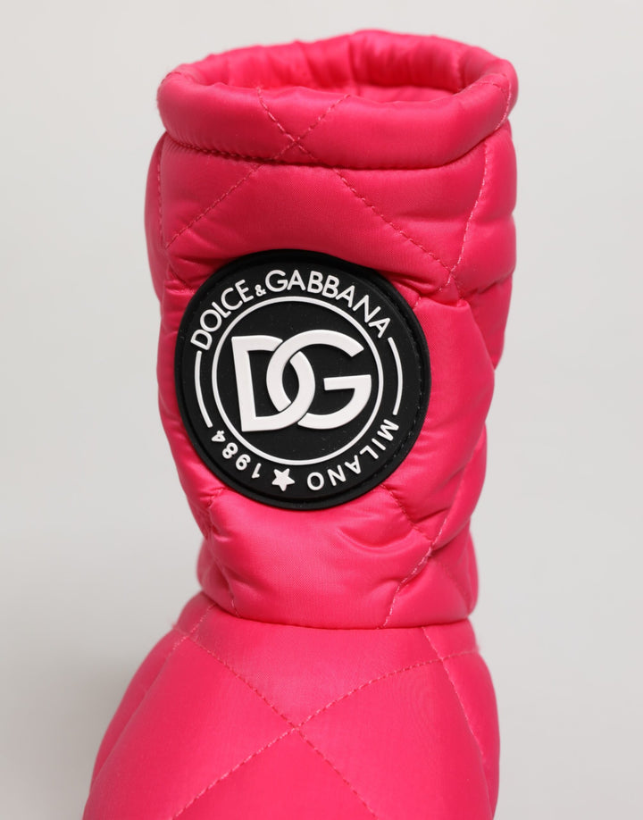 Dolce &amp; Gabbana Pink White Viscose Padded Mid Calf Boots Shoes