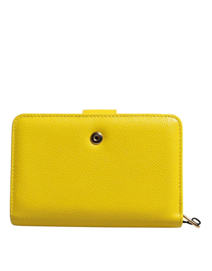 Dolce & Gabbana Yellow Leather Bifold Continental Clutch Wallet