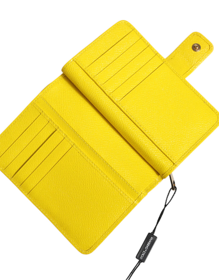 Dolce & Gabbana Yellow Leather Bifold Continental Clutch Wallet