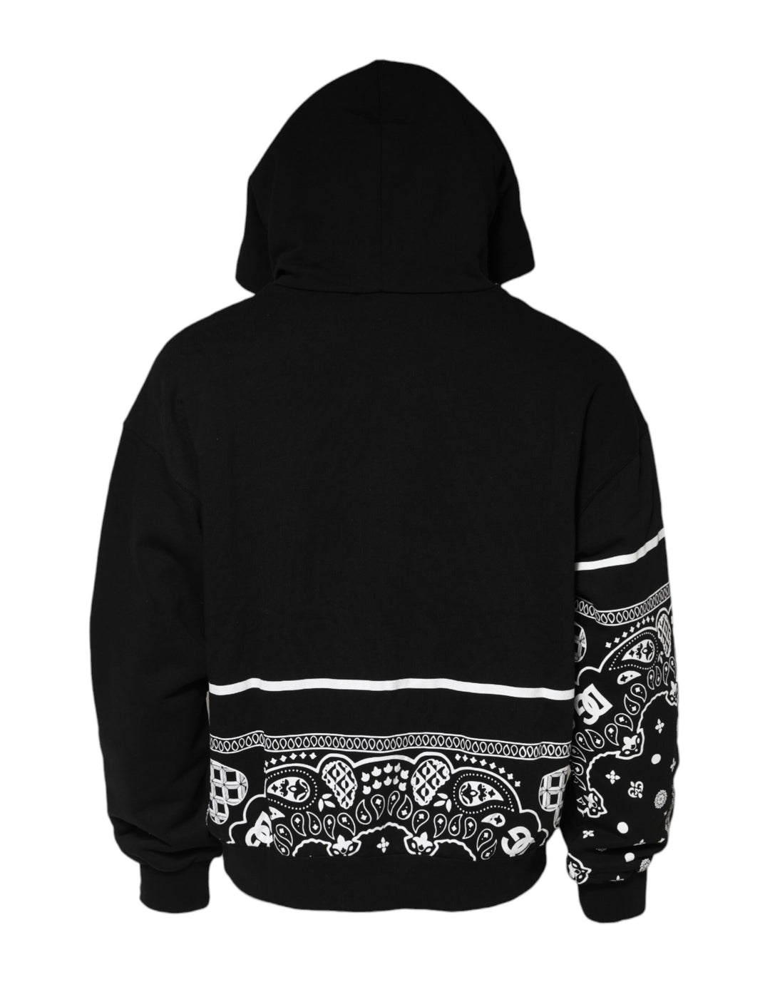 Dolce &amp; Gabbana Black Bandana Hooded Men Sweatshirt Sweater