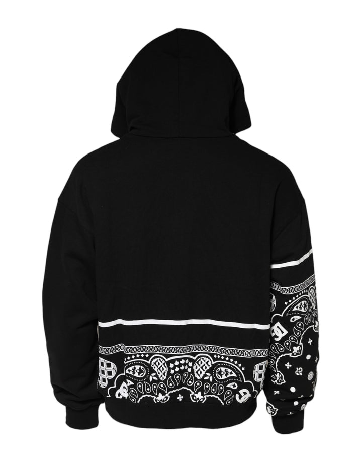 Dolce &amp; Gabbana Black Bandana Hooded Men Sweatshirt Sweater