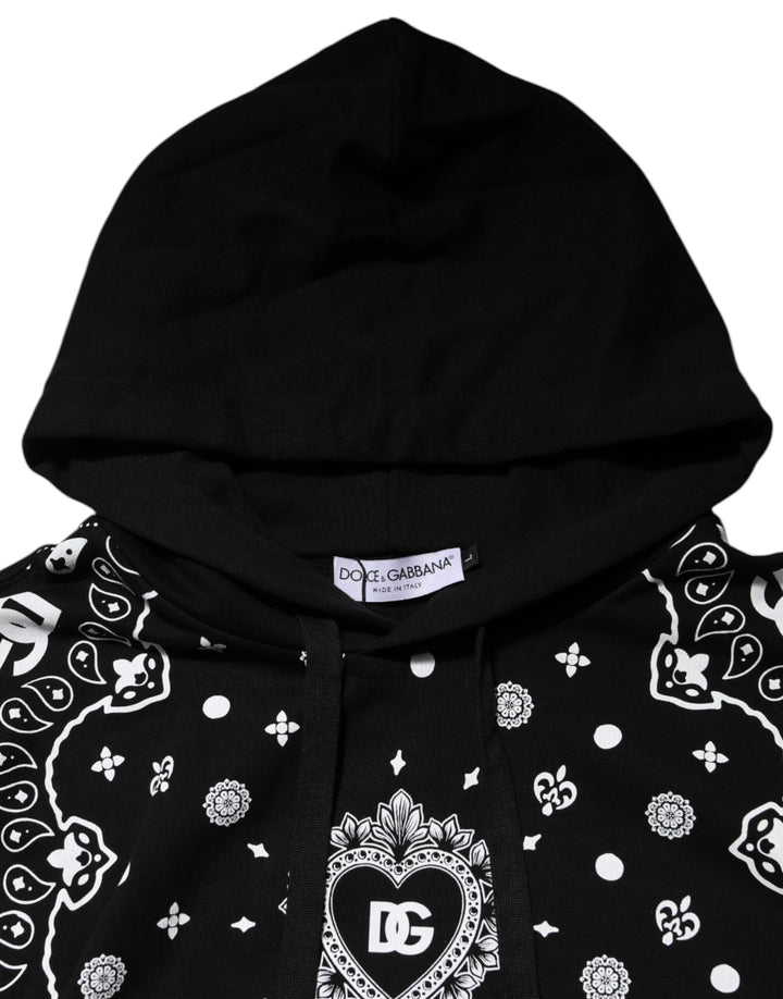 Dolce &amp; Gabbana Black Bandana Hooded Men Sweatshirt Sweater