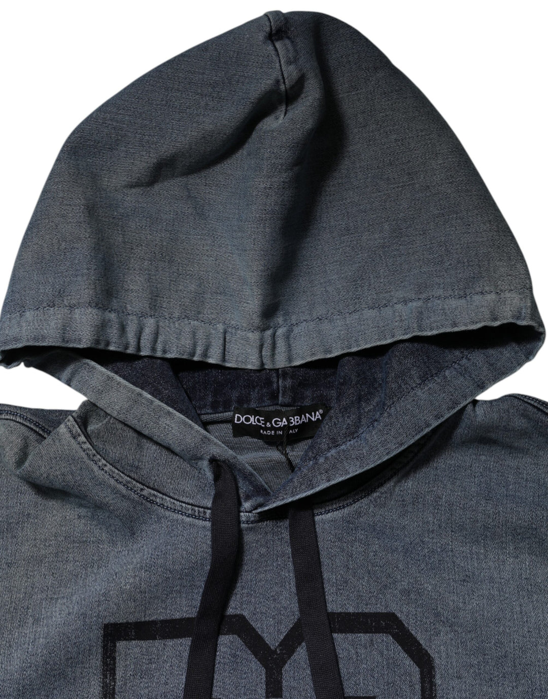 Dolce &amp; Gabbana Blue Cotton Blend Hooded Sweatshirt Sweater