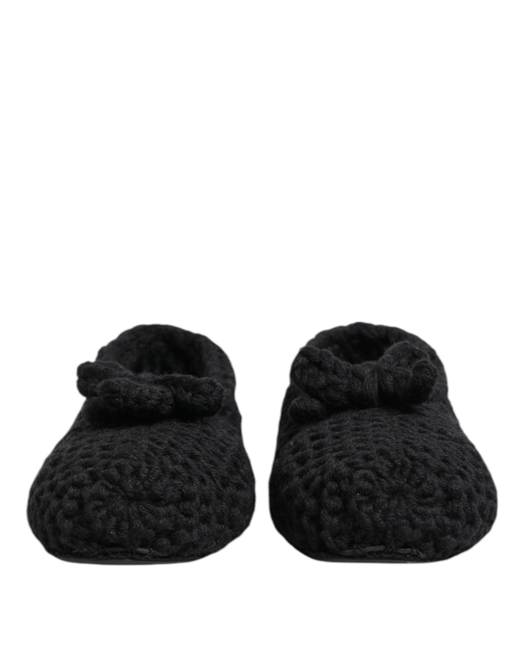 Dolce &amp; Gabbana Black Wool Knit Slip On Ballerina Flats Shoes