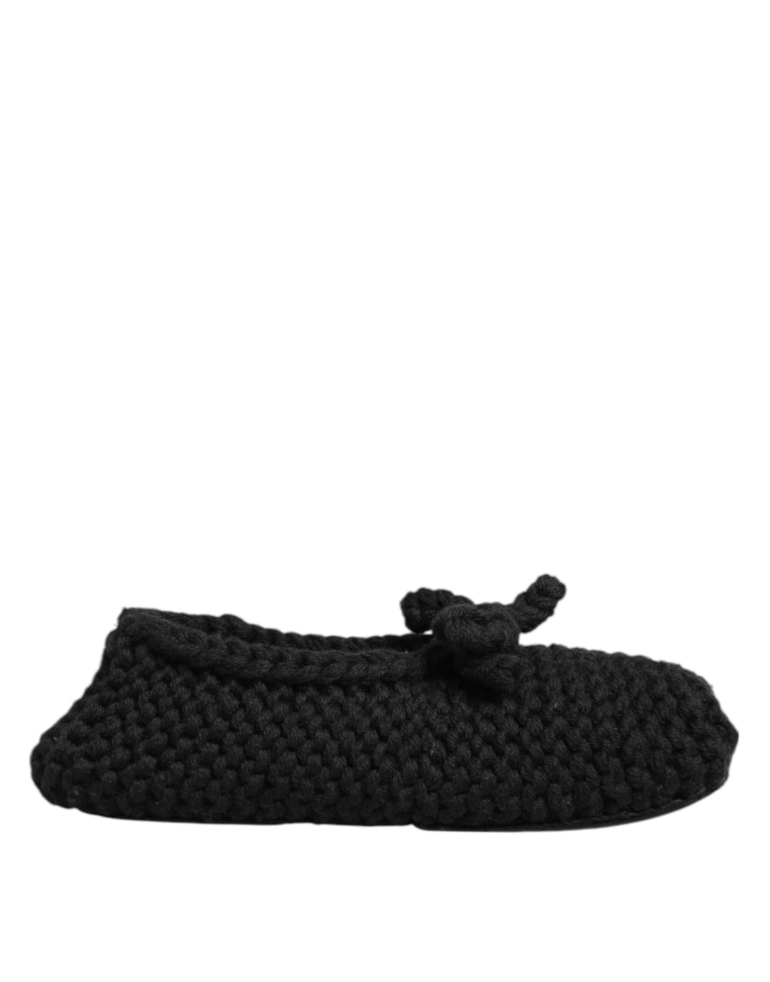 Dolce &amp; Gabbana Black Wool Knit Slip On Ballerina Flats Shoes
