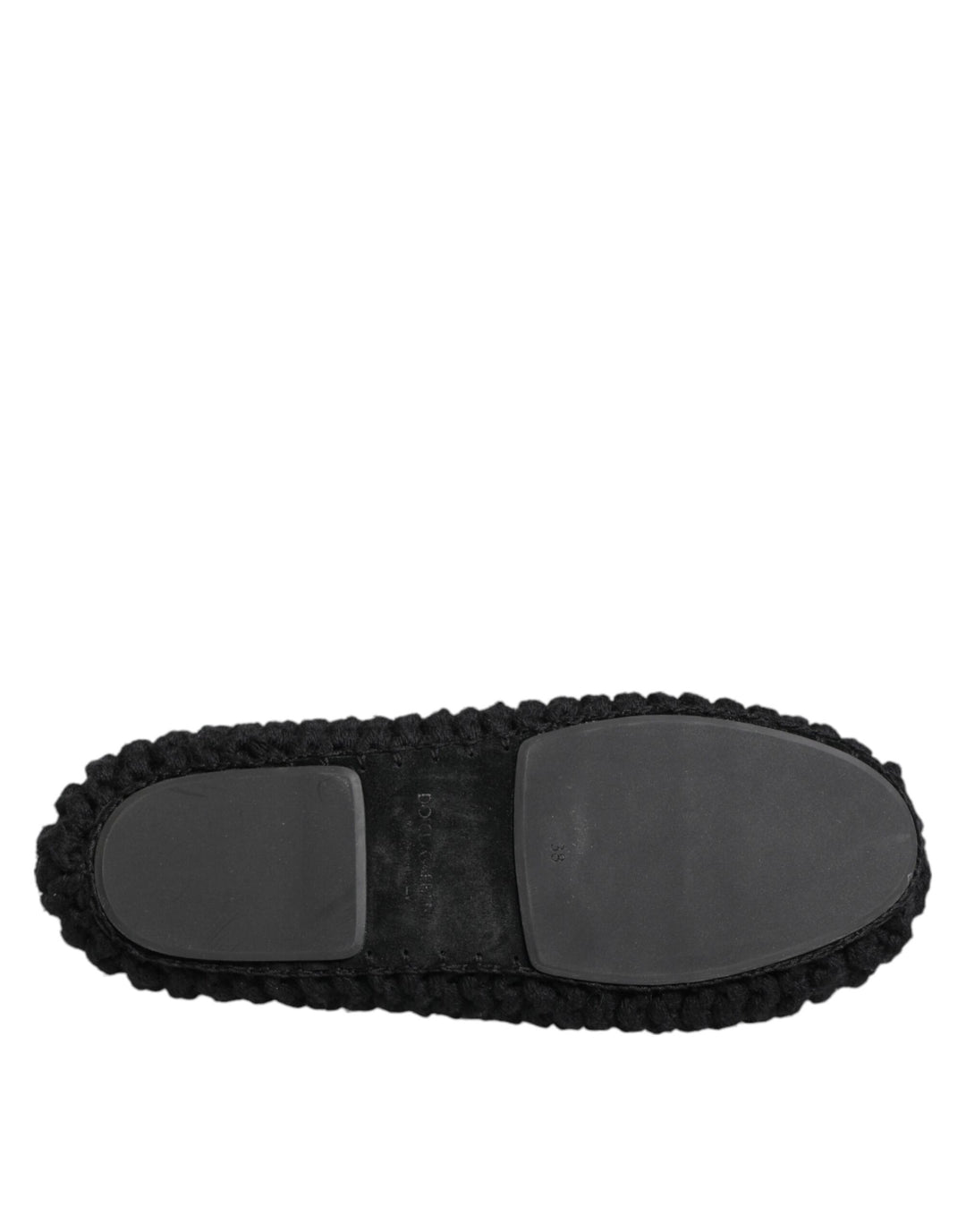 Dolce &amp; Gabbana Black Wool Knit Slip On Ballerina Flats Shoes