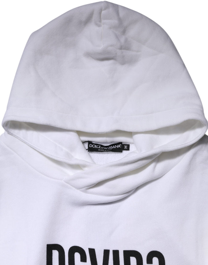 Dolce &amp; Gabbana White DG Vib3 Hooded Men Sweatshirt Sweater