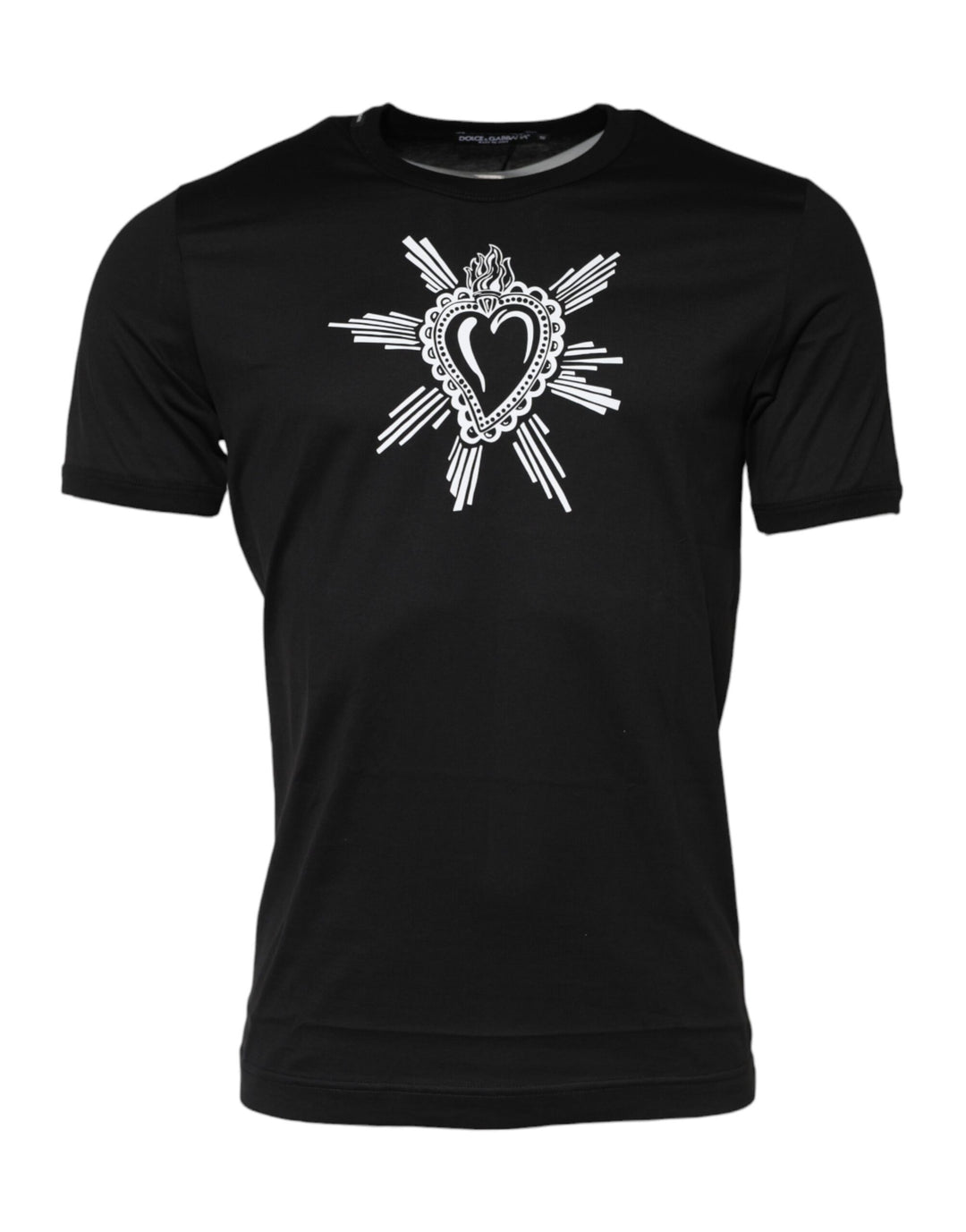 Dolce &amp; Gabbana Black Sacred Heart Cotton Crew Neck T-shirt