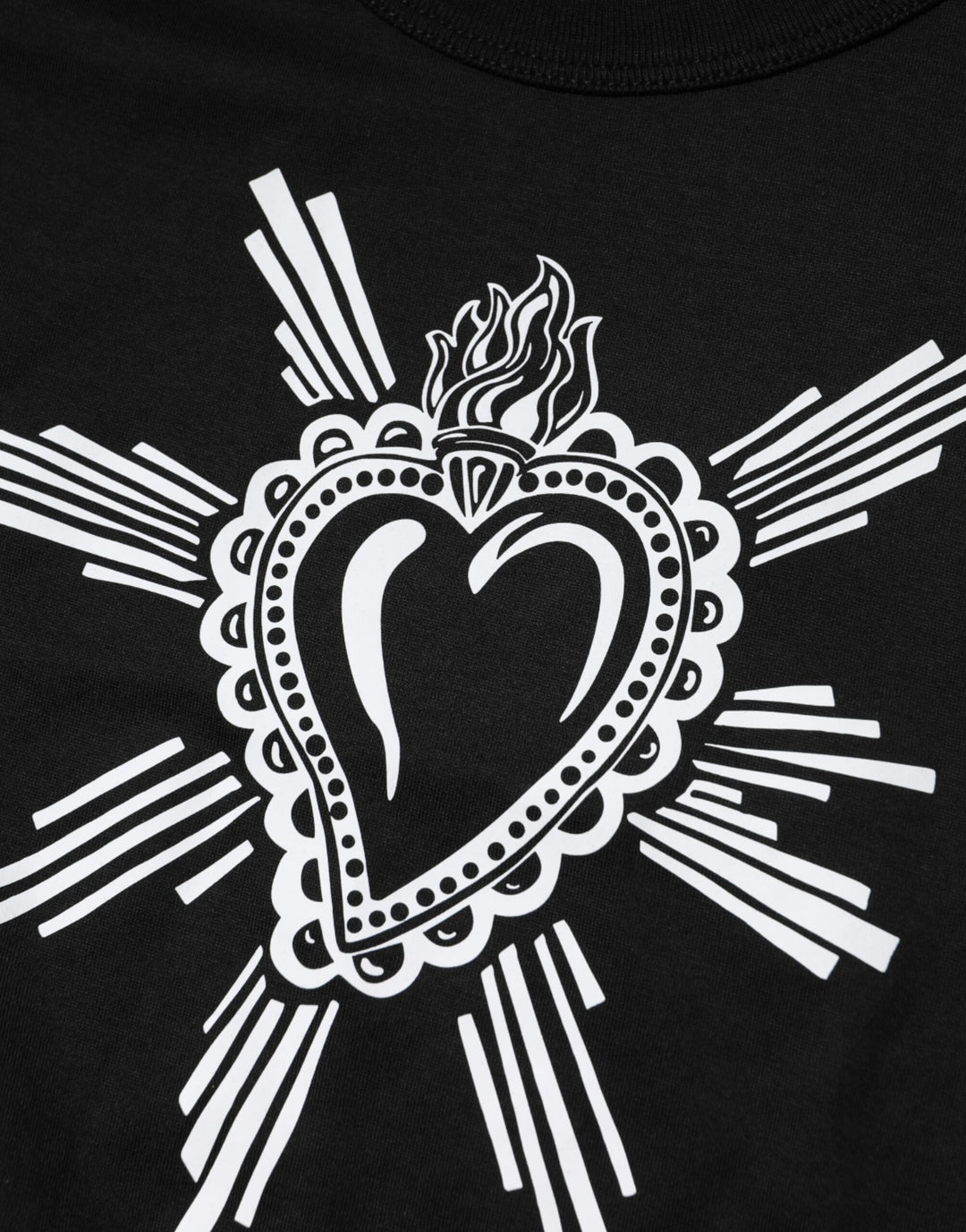 Dolce &amp; Gabbana Black Sacred Heart Cotton Crew Neck T-shirt