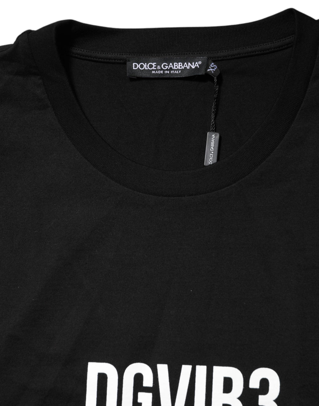 Dolce &amp; Gabbana Black DG Vib3 Print Cotton Crew Neck T-shirt