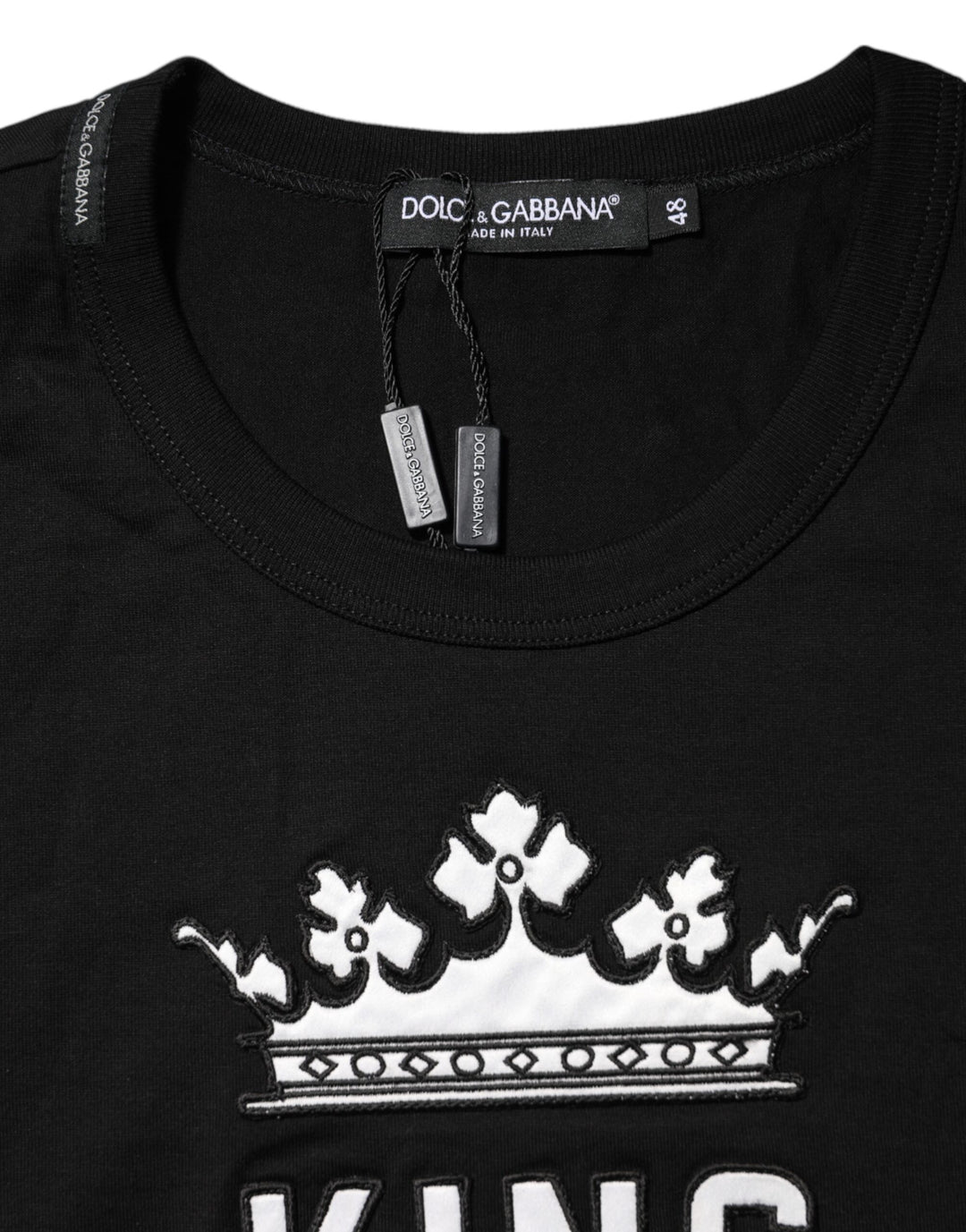 Dolce &amp; Gabbana Black DG King Crown Cotton Crew Neck T-shirt