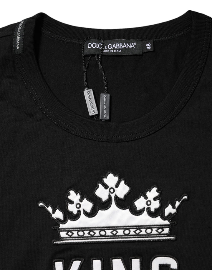 Dolce &amp; Gabbana Black DG King Crown Cotton Crew Neck T-shirt