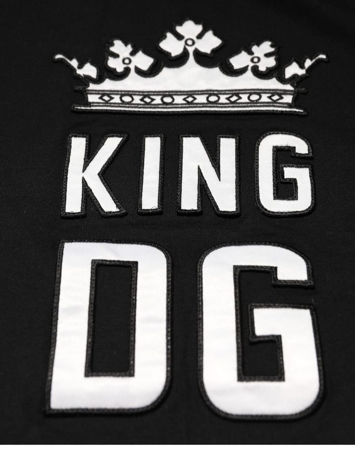 Dolce &amp; Gabbana Black DG King Crown Cotton Crew Neck T-shirt