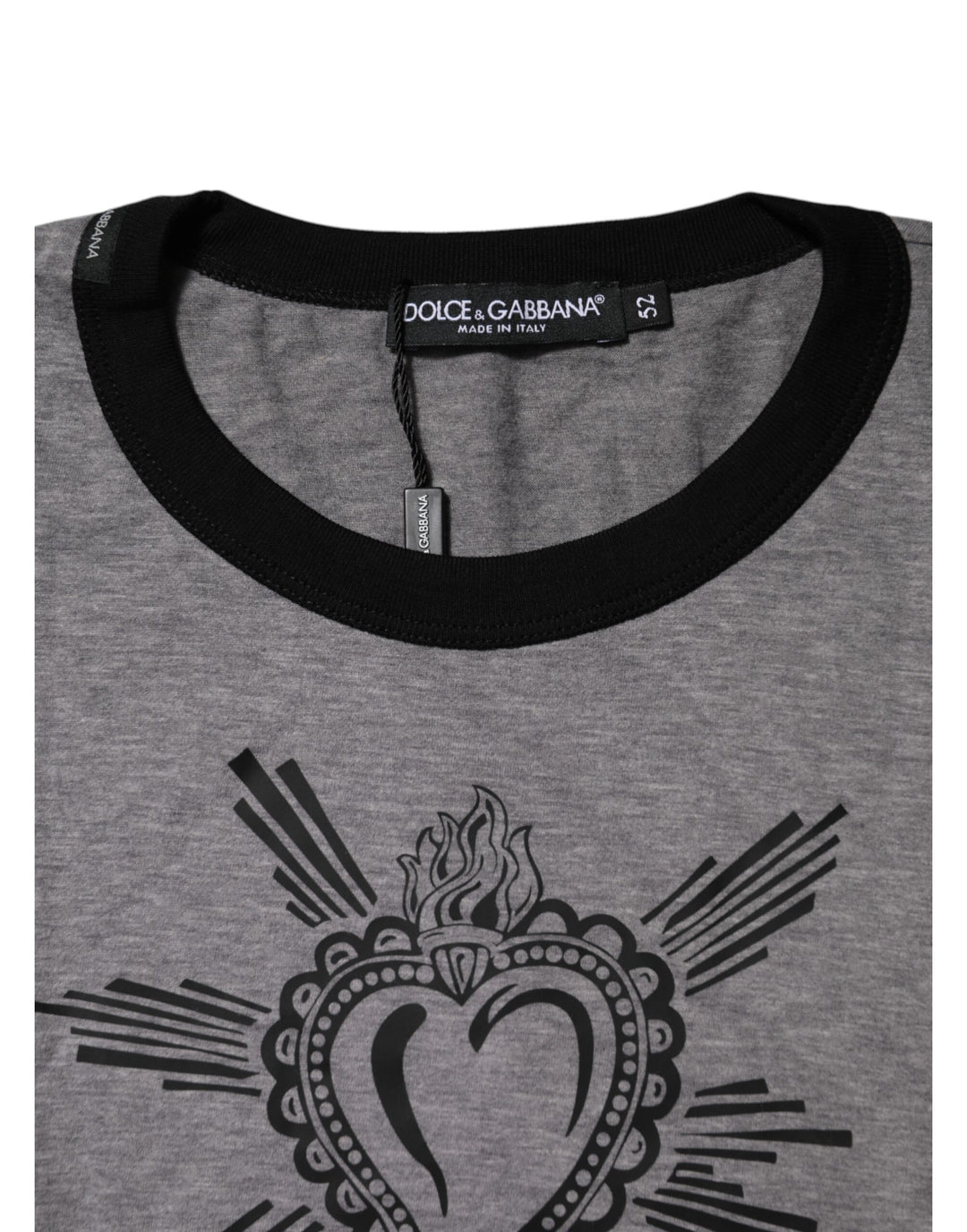 Dolce &amp; Gabbana Gray Sacred Heart Cotton Crew Neck T-shirt