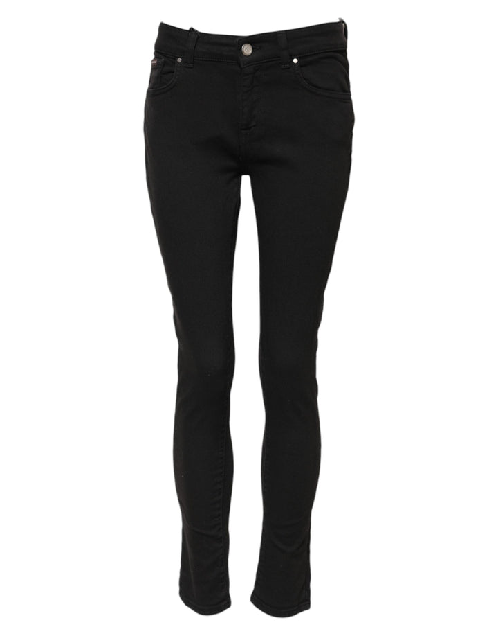 Dolce &amp; Gabbana Black Cotton Skinny Mid Waist Denim Jeans