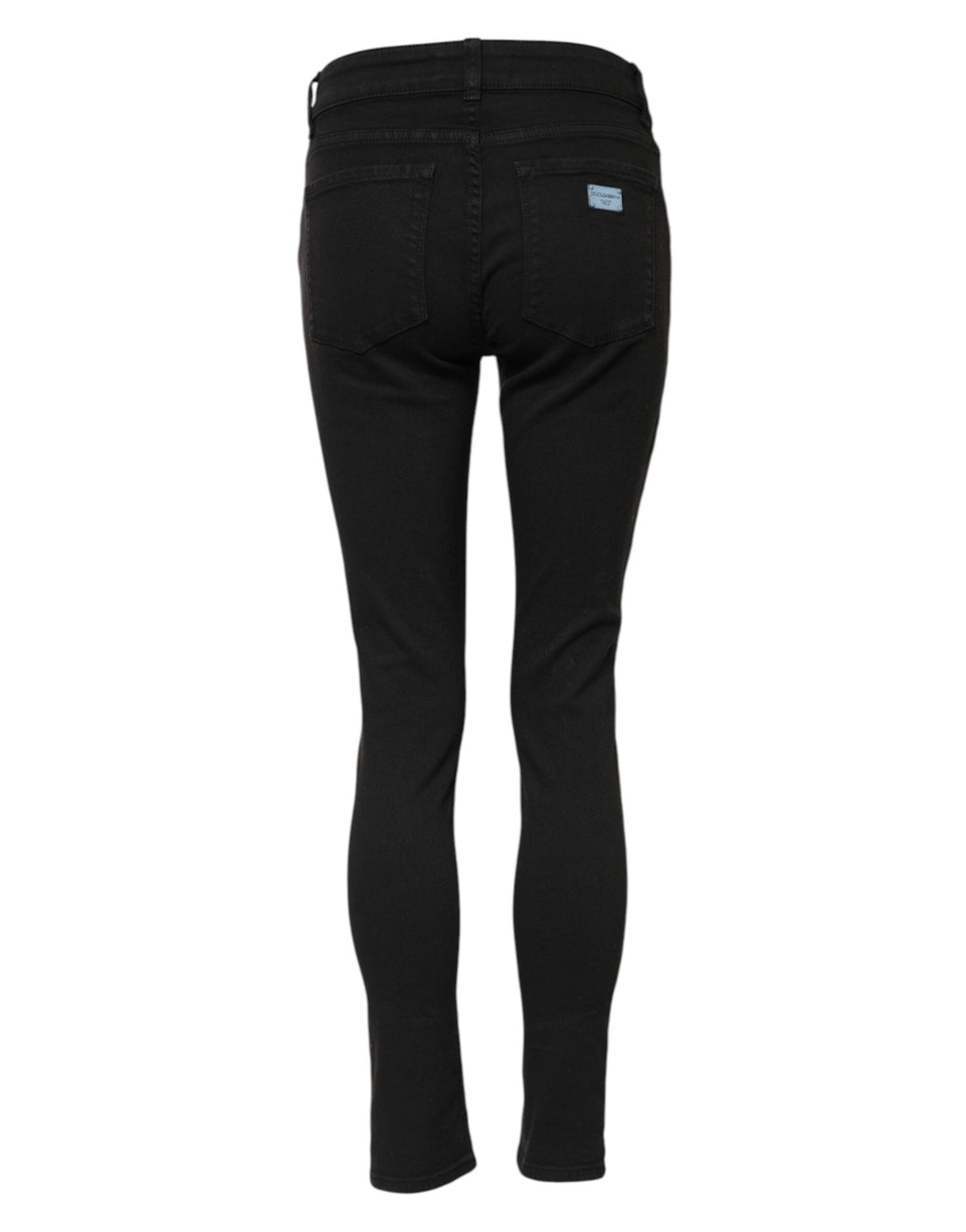 Dolce &amp; Gabbana Black Cotton Skinny Mid Waist Denim Jeans