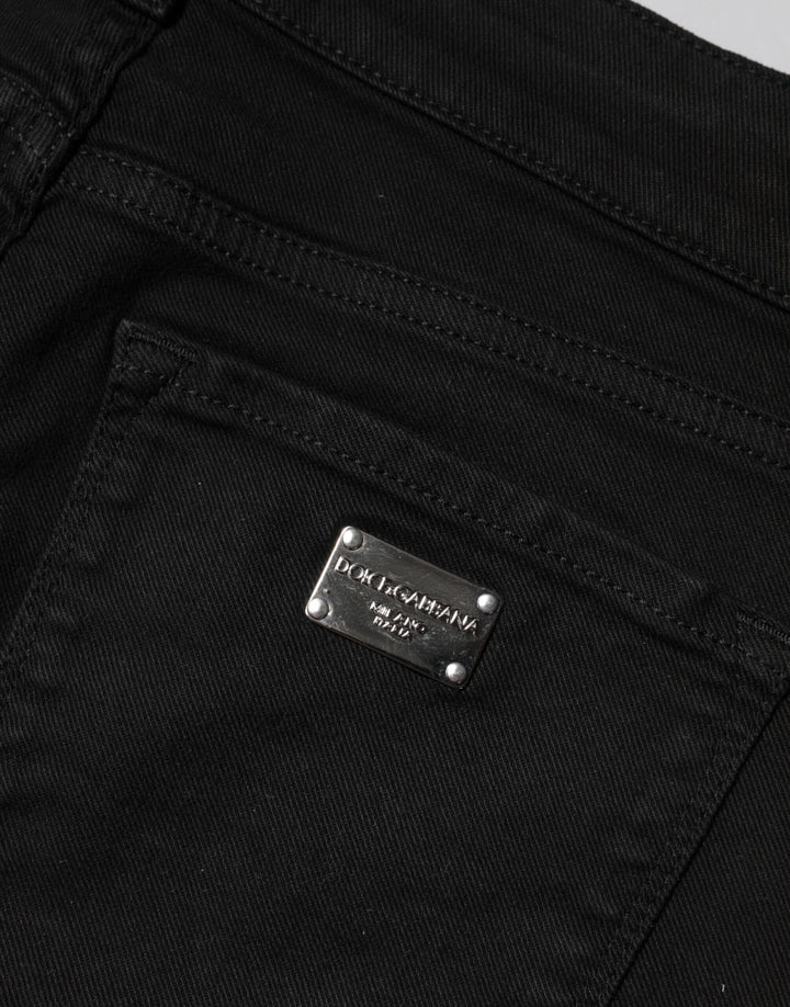 Dolce &amp; Gabbana Black Cotton Skinny Mid Waist Denim Jeans