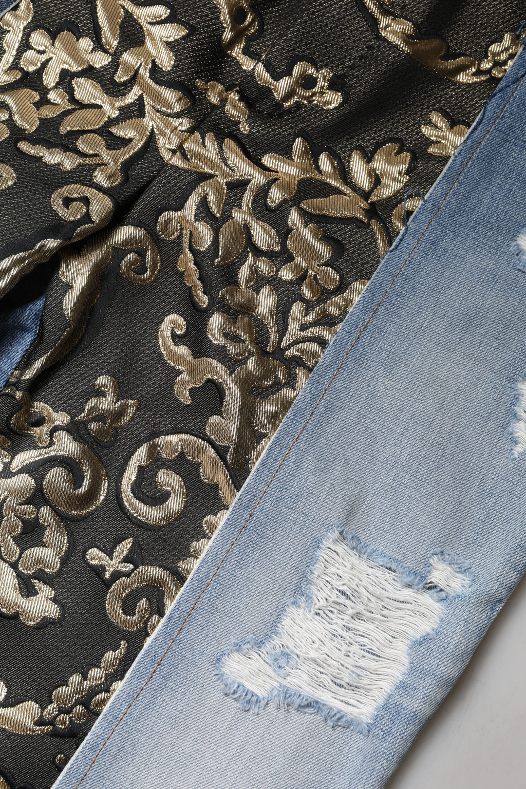 Dolce &amp; Gabbana Multicolor Patchwork Tapered Denim Jeans