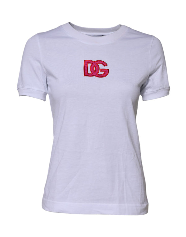 Dolce & Gabbana - White Cotton DG Logo Embroidery Top T-shirt