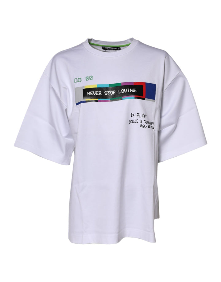 Dolce &amp; Gabbana White Cotton Printed Short Sleeves T-shirt