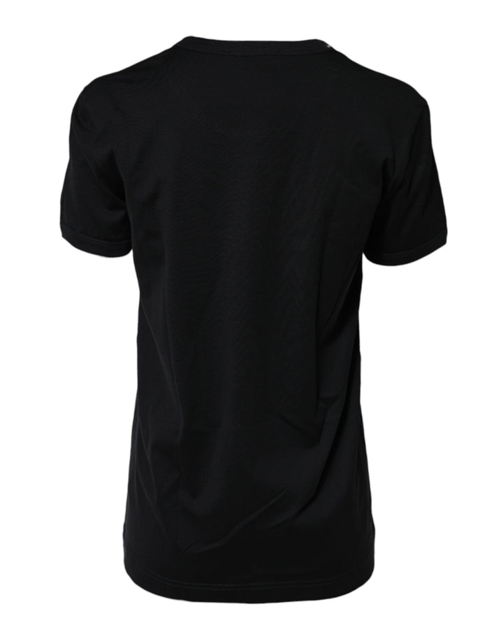 Dolce &amp; Gabbana Black Cotton DG Print Short Sleeve Top T-shirt