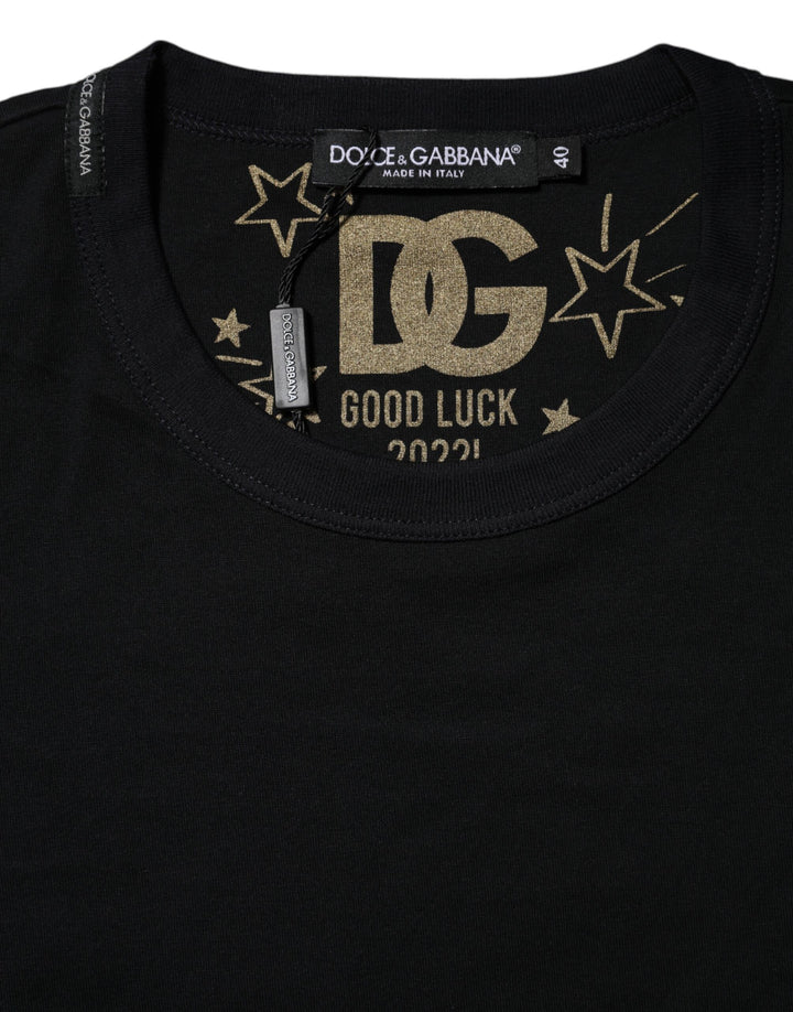 Dolce &amp; Gabbana Black Cotton DG Print Short Sleeve Top T-shirt