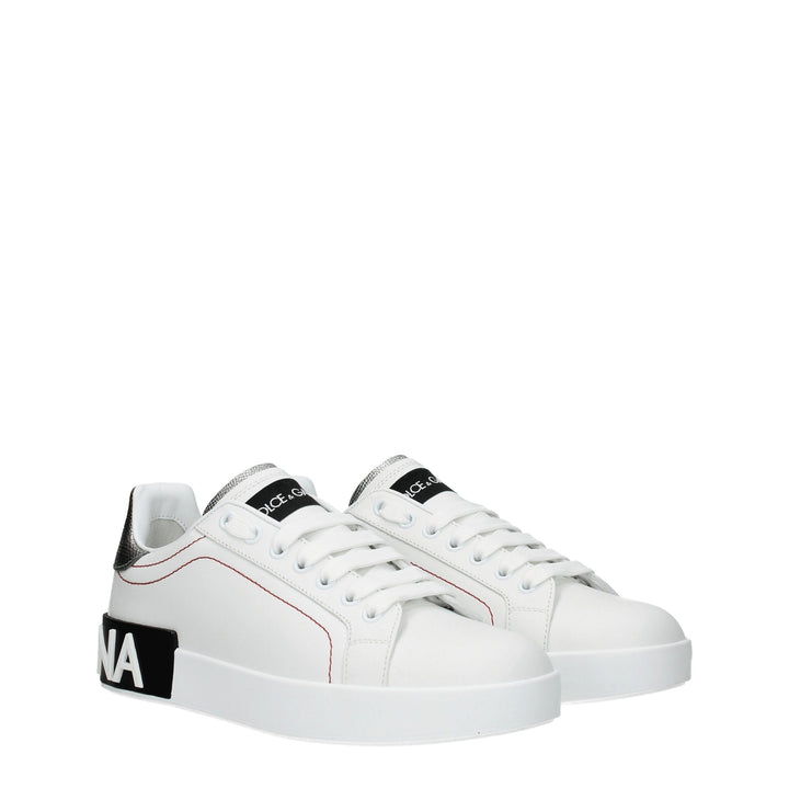 Dolce &amp; Gabbana White Leather Low Top Sneakers