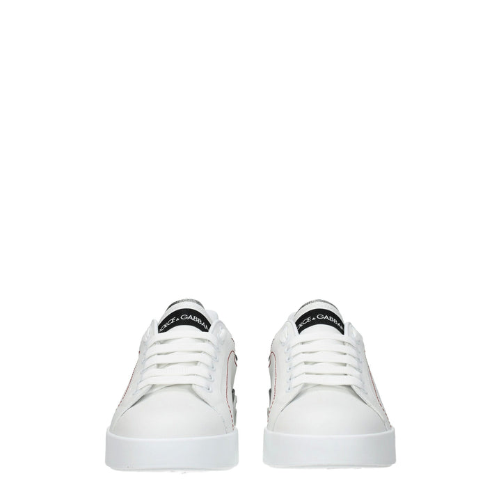 Dolce &amp; Gabbana White Leather Low Top Sneakers