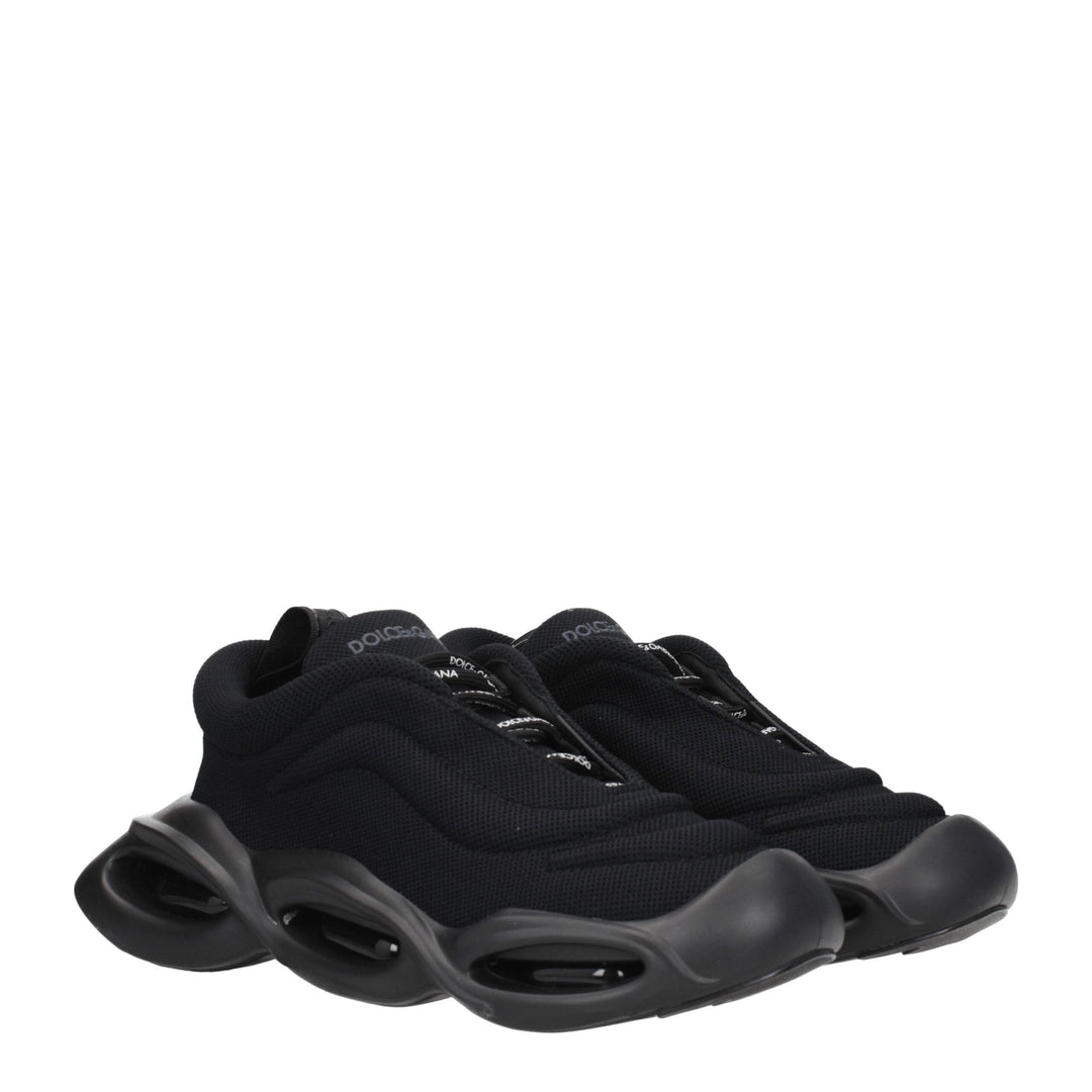 Dolce &amp; Gabbana Black Fabric Chunky Sneakers
