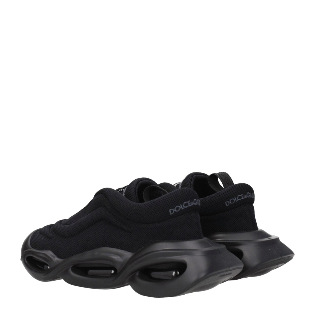 Dolce &amp; Gabbana Black Fabric Chunky Sneakers