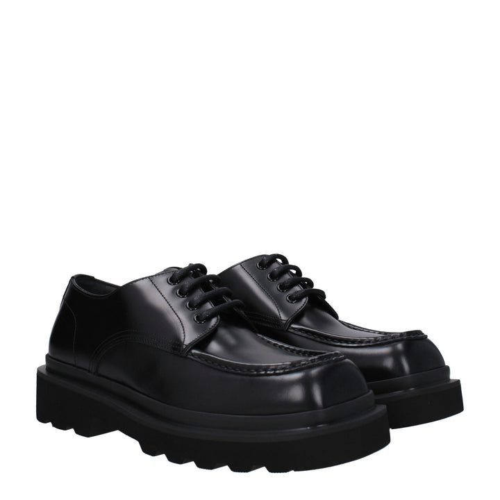 Dolce &amp; Gabbana Black Leather Oxfords And Derbies