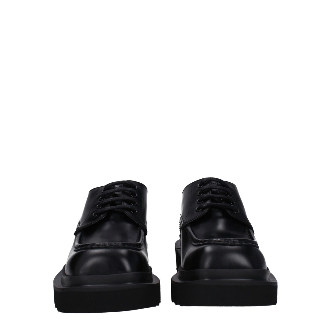 Dolce &amp; Gabbana Black Leather Oxfords And Derbies