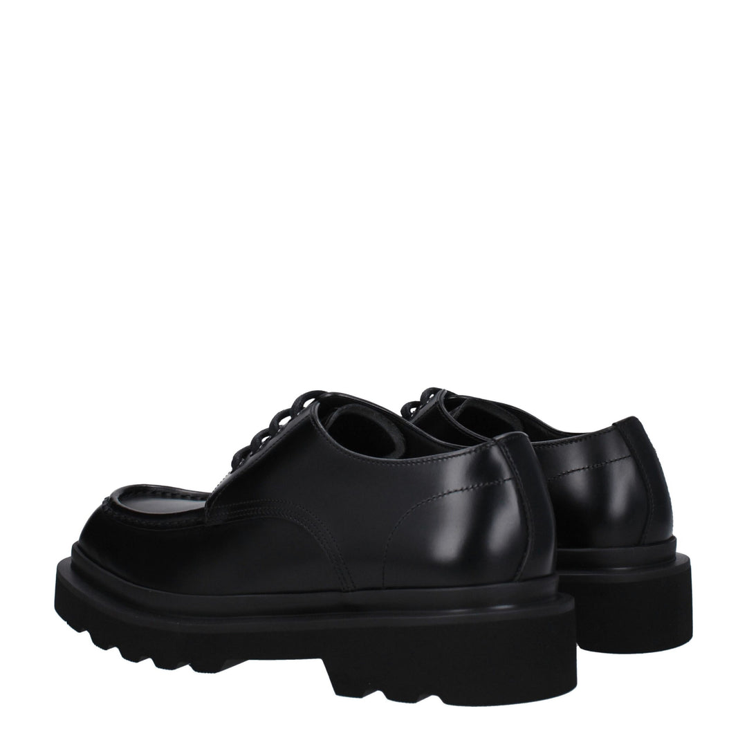 Dolce &amp; Gabbana Black Leather Oxfords And Derbies