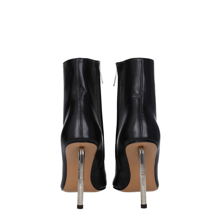 Off-White Black Leather Ankle Boots
