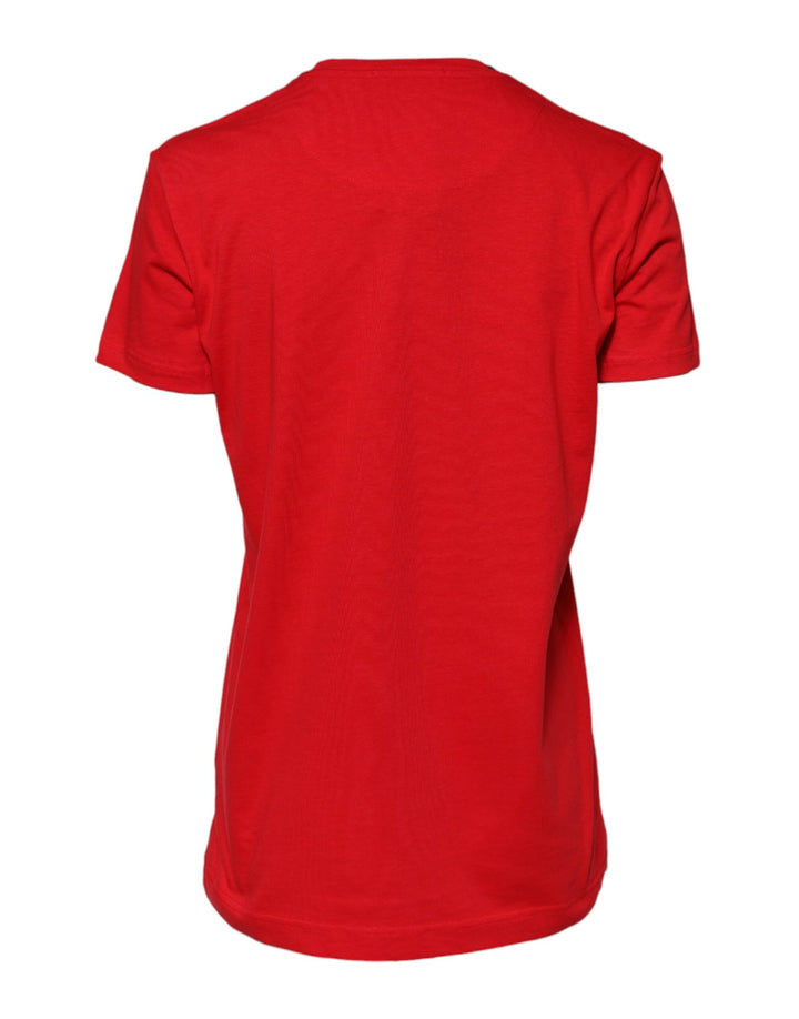 Dolce &amp; Gabbana Red Cotton Crew Neck Short Sleeves Top T-shirt