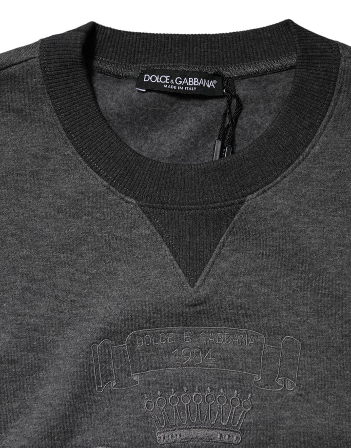 Dolce &amp; Gabbana Gray DG Logo Embroidered Pullover Sweater