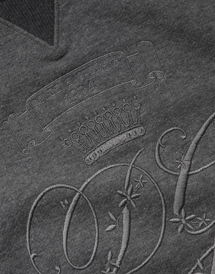 Dolce &amp; Gabbana Gray DG Logo Embroidered Pullover Sweater