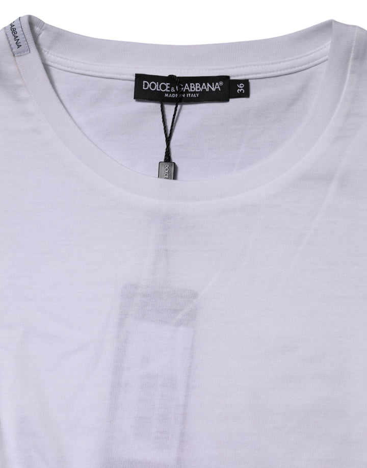 Dolce &amp; Gabbana White Cotton Crew Neck Short Sleeves T-shirt