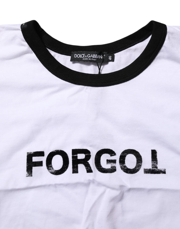 Dolce &amp; Gabbana White Cotton Crew Neck Cropped Top T-shirt