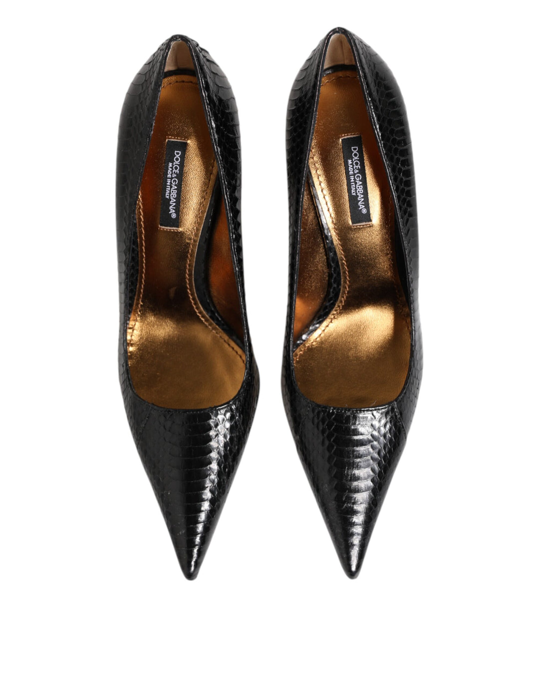 Dolce &amp; Gabbana Black Exotic Leather Stiletto Pumps Shoes