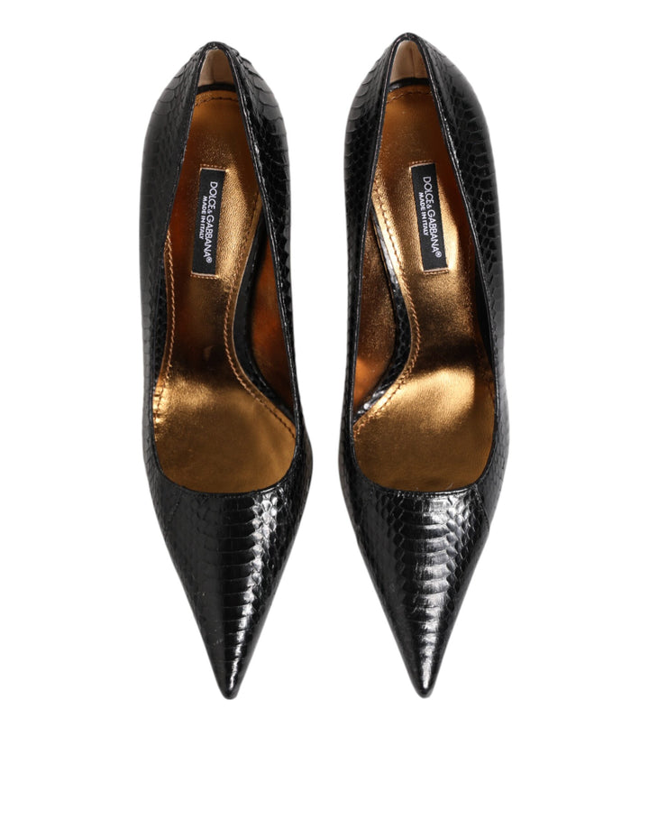 Dolce &amp; Gabbana Black Exotic Leather Stiletto Pumps Shoes