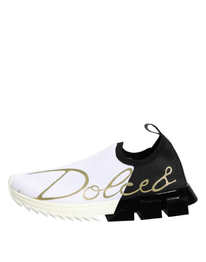 Dolce &amp; Gabbana White Black Low Top Sorrento Sneakers Shoes