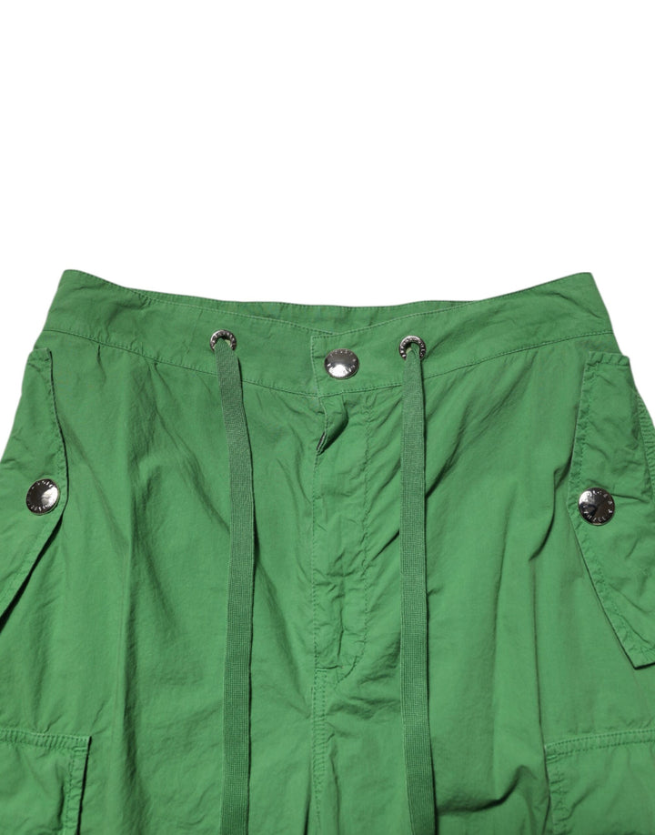 Dolce &amp; Gabbana Green Cotton High Waist Cargo Trouser Pants