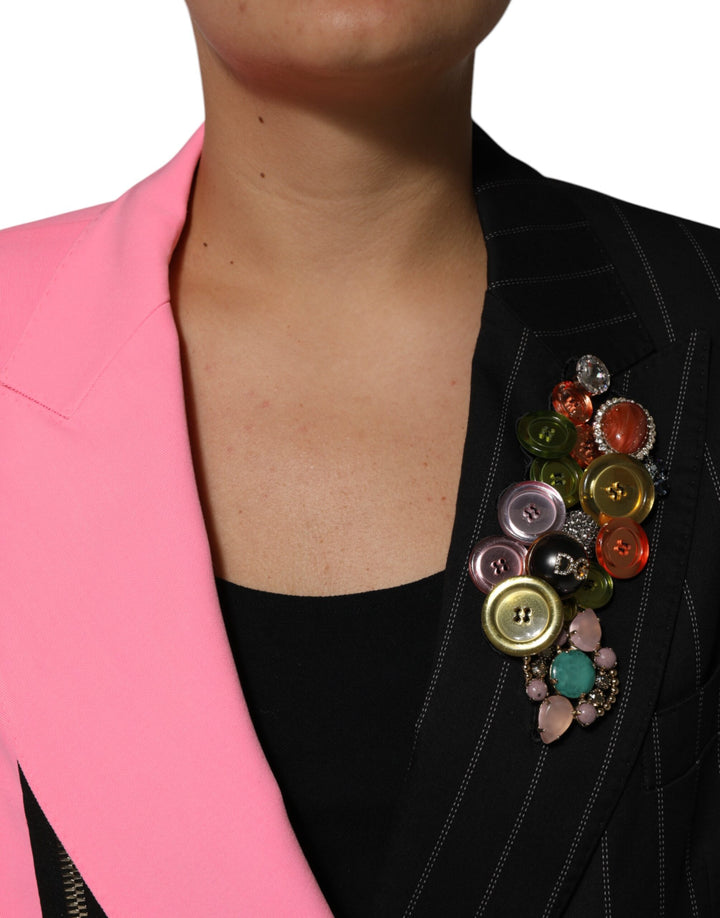 Dolce &amp; Gabbana Multicolor Patchwork Embellished Coat Jacket