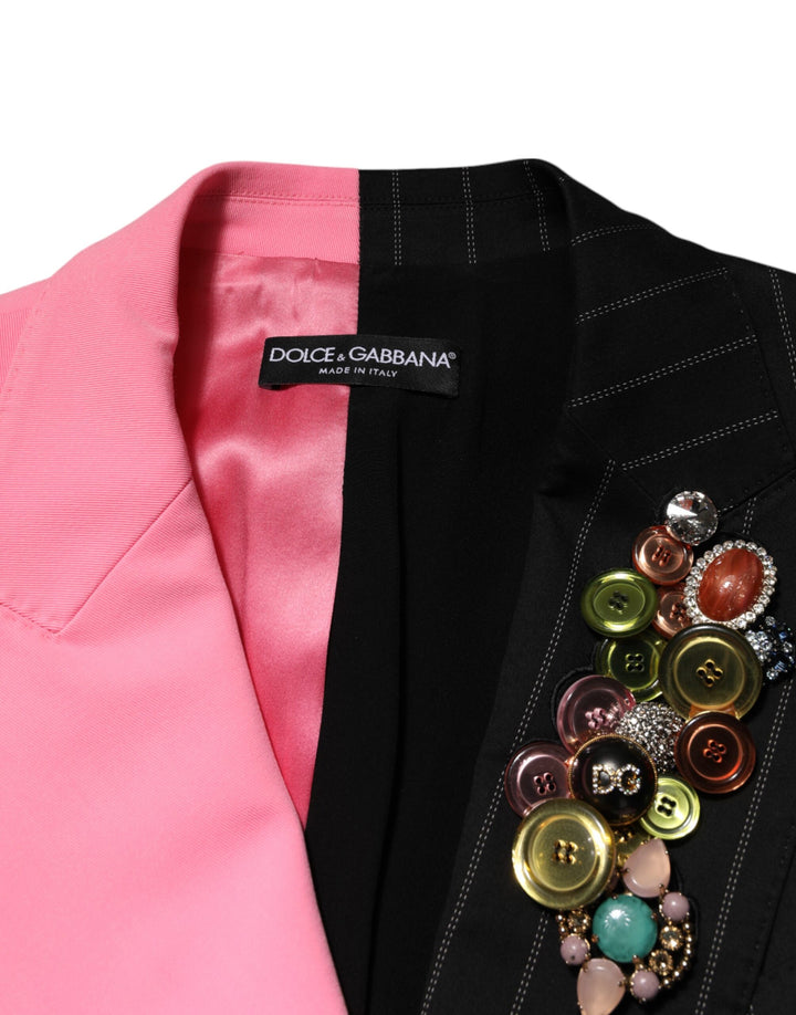 Dolce &amp; Gabbana Multicolor Patchwork Embellished Coat Jacket