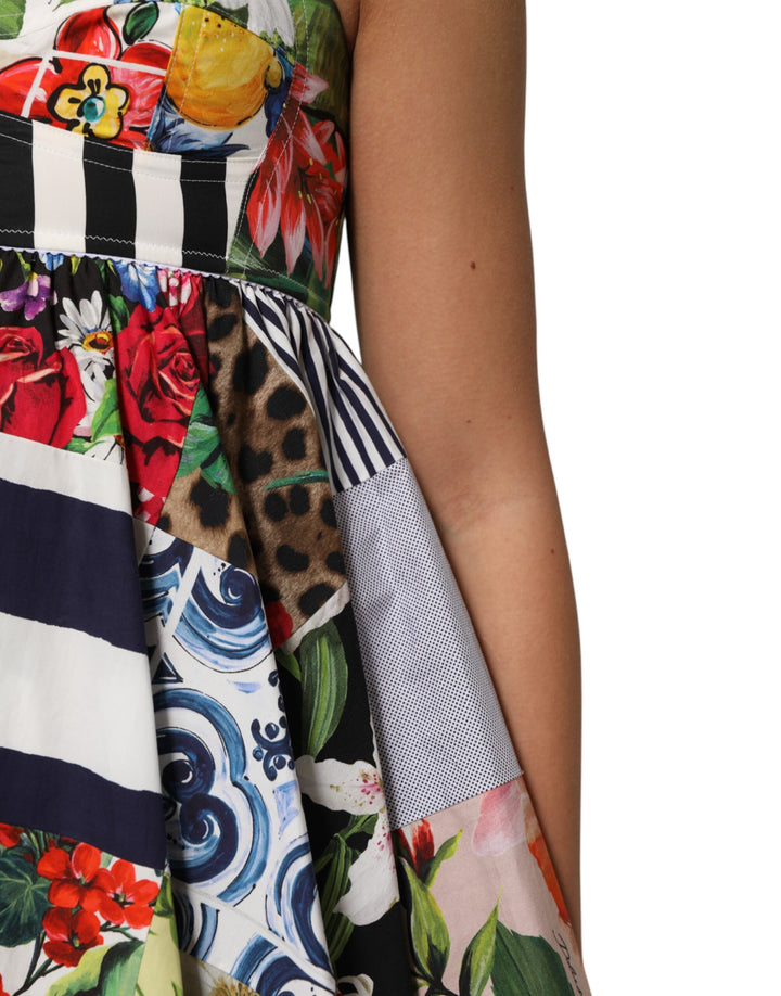 Dolce &amp; Gabbana Multicolor Patchwork Cotton AlineMini Dress