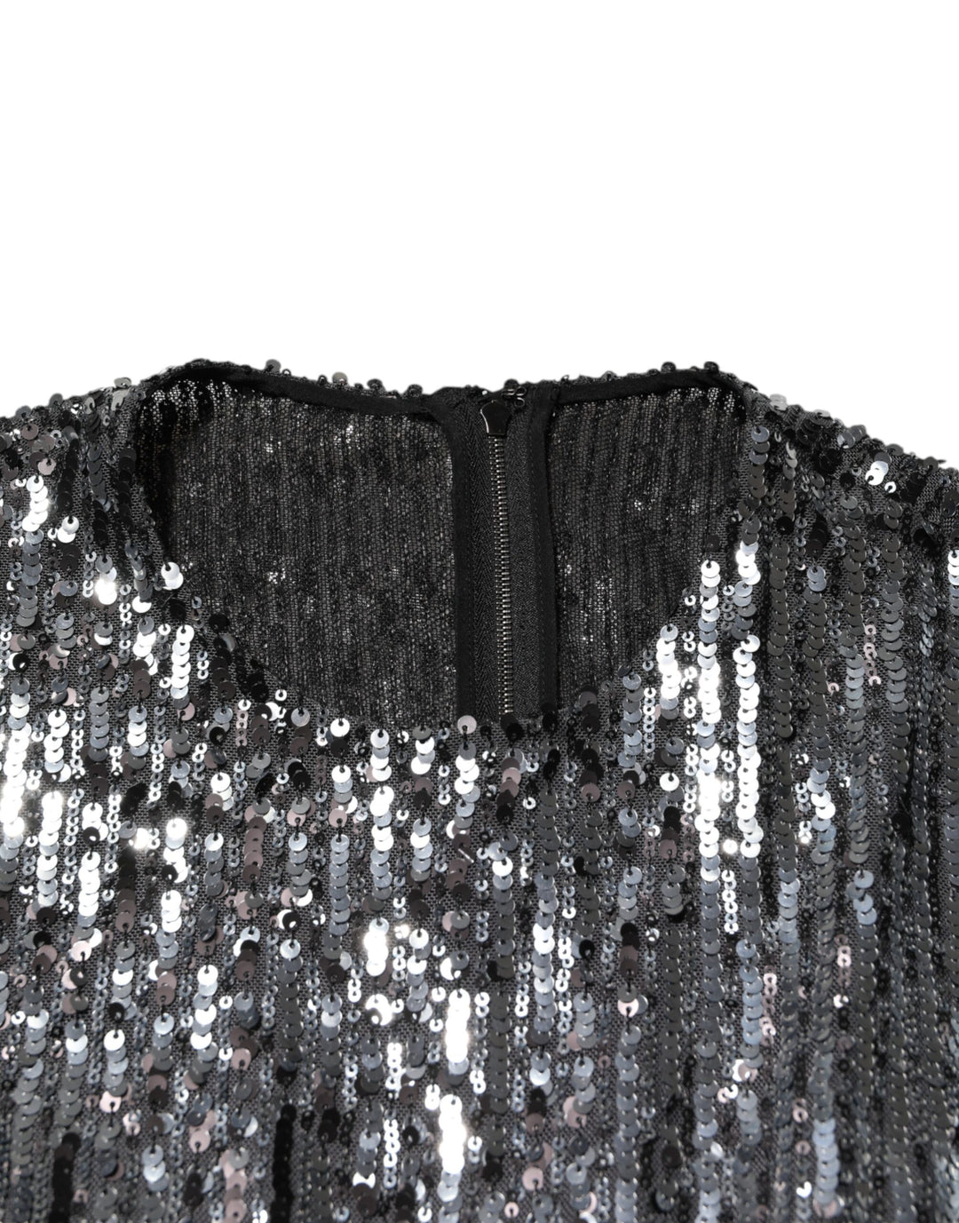 Dolce &amp; Gabbana Black Sequined Long Sleeves Midi A-line  Dress