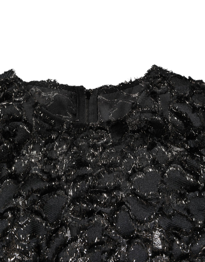 Dolce &amp; Gabbana Black Sequin Bouclé Tweed Sheath Dress